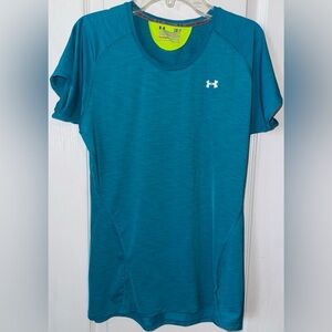 Under Armour HeatGear Athletic Teal Running Workout Top Size SM/P